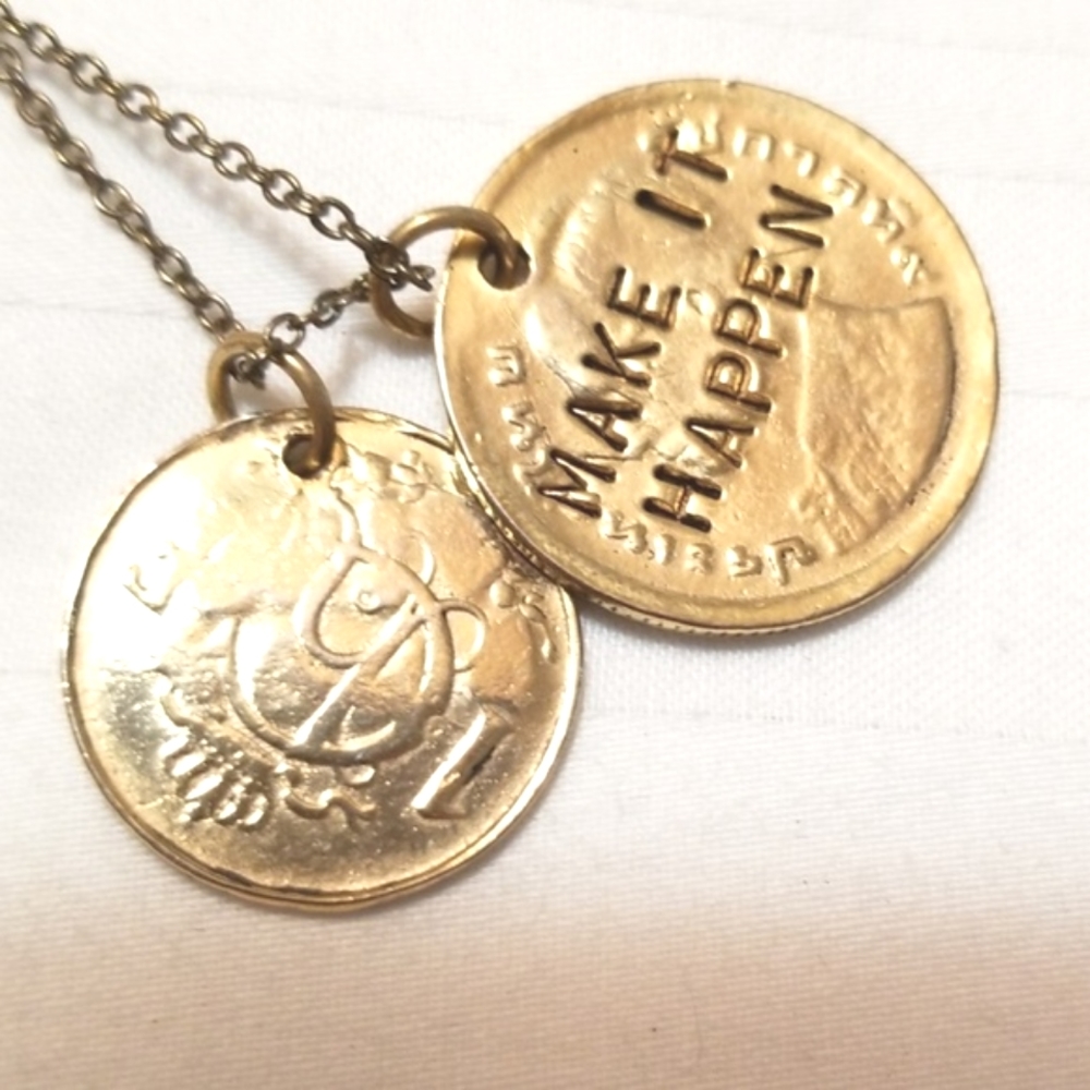 Alisa Michelle Gold Coin FIND A WAY MAKE IT HAPPEN Necklace